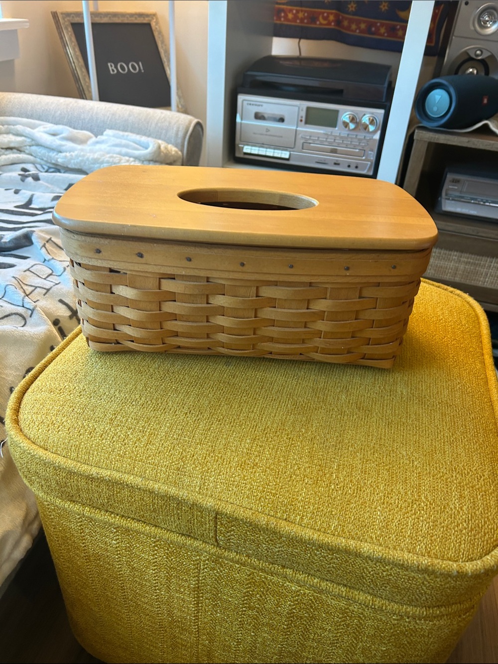 Longaberger Natural Brown Woven Tissue Box Cover